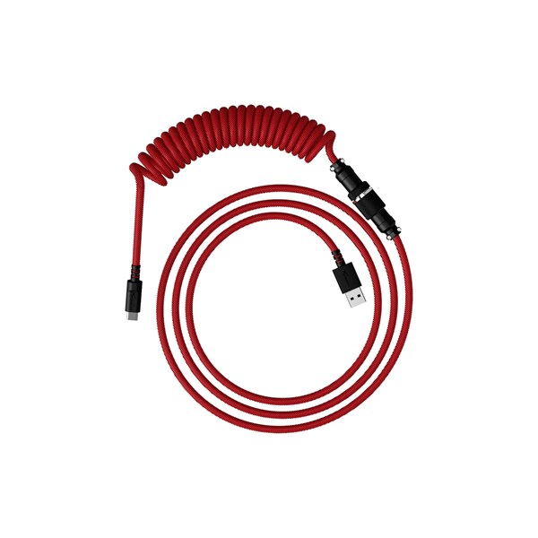 HyperX Durable Coiled Cable Stylish Design 5-pin Aviator Connector USB-C to USB-A Red/black