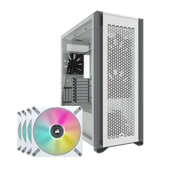 Corsair 7000D Airflow Full-Tower ATX PC Case + ML140 RGB Fan 4 Pack - White